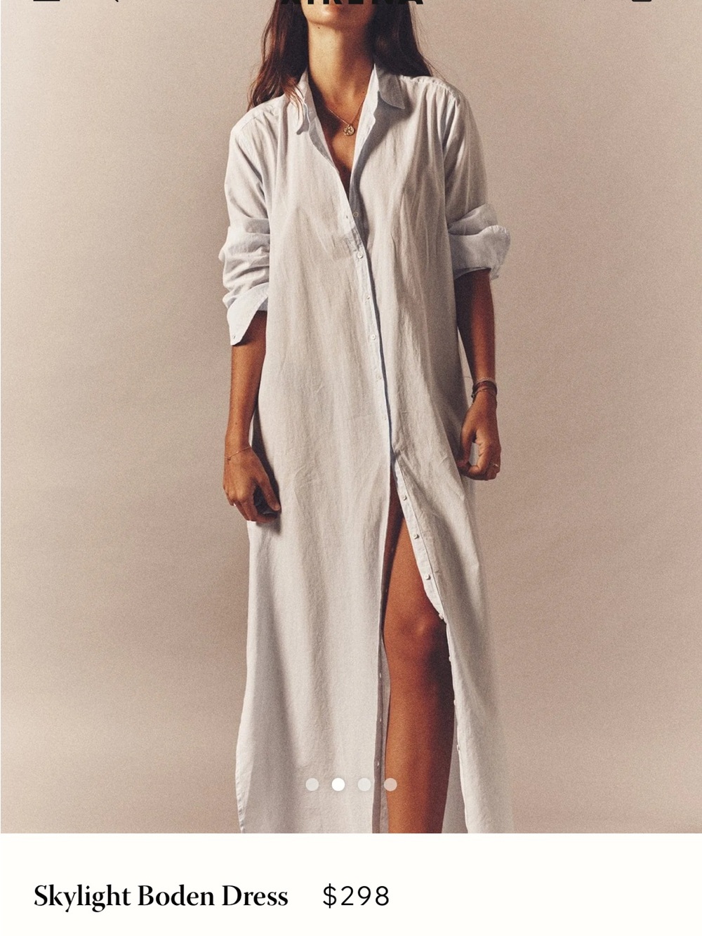 Boden White Button-Front Maxi Shirt Dress - small